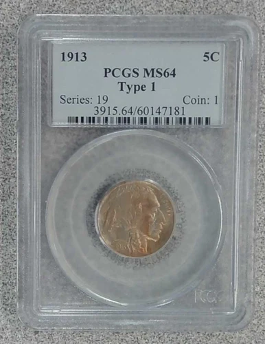 1913 Type 1 Buffalo Nickel PCGS MS64 (181)