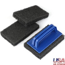 BBQ Scouring Pads W/ Handle Heavy Duty Multi-Purpose Cleaner Grills Ovens Pans