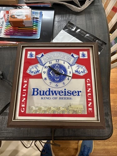 Vintage Budweiser King Of Beers Indoor Electric Sign Clock Light 80s AS-IS