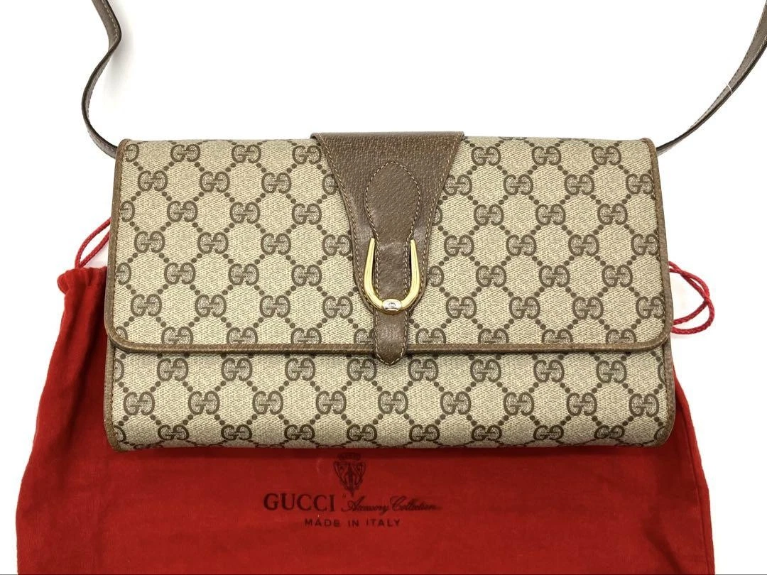 Ancien sac à bandoulière 2 voies beige GUCCI Gg
