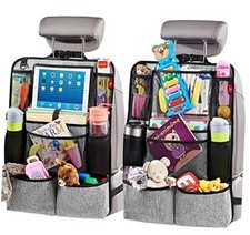 Backseat Car Organizer, Kick Mats Back Seat Protector with Touch Screen Gray
