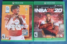 NBA 2K20 and Madden 20 for Xbox One, includes original cases, discs, & manuals!