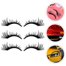 3 Pairs Black Car Eyelashes Sticker Headlight PET Material Car Decoration