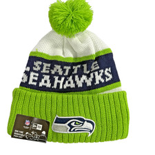 New Era Seattle Seahawks NFL Pom Knit Beanie Green White Navy Adult One Size NWT