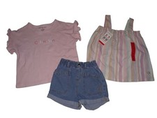 Calvin Klein Girls 3-Piece Set Shirt, Jumper  Denim Shorts SIZE 6 NEW