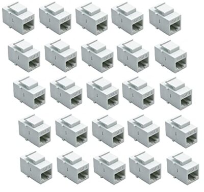RiteAV RJ45 Female-Female UTP CAT 6 Keystone Coupler White (25 Pack)