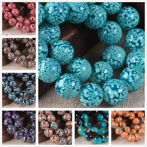 8mm 10mm Round Glass Colorful Painted Loose Crafts Beads lot Jewelry Making DIY