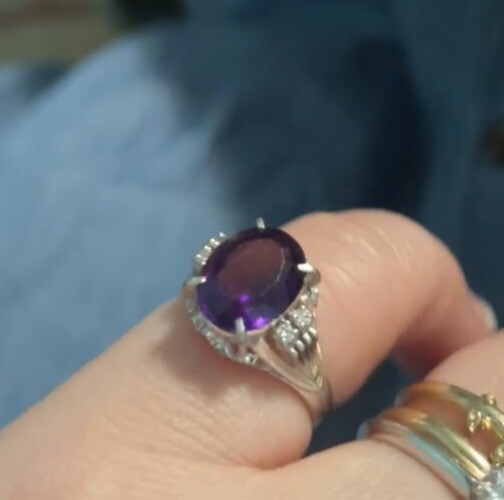 Solid Platinum Solitaire Amethyst Diamond Ring - image 8