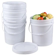 Idotry 4 Buckets Containers W/ Lids, 7 Gallon Food Grade Heavy-Duty Plastic Pail