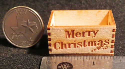 Merry Christmas Wood Crate 1:12 Dollhouse Miniature Toys Candy Wrapping Paper - Picture 2 of 3