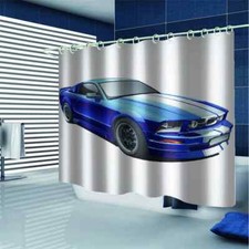 The Blue Sports Car 3D Shower Curtain Waterproof Fabric Bathroom Decoration
