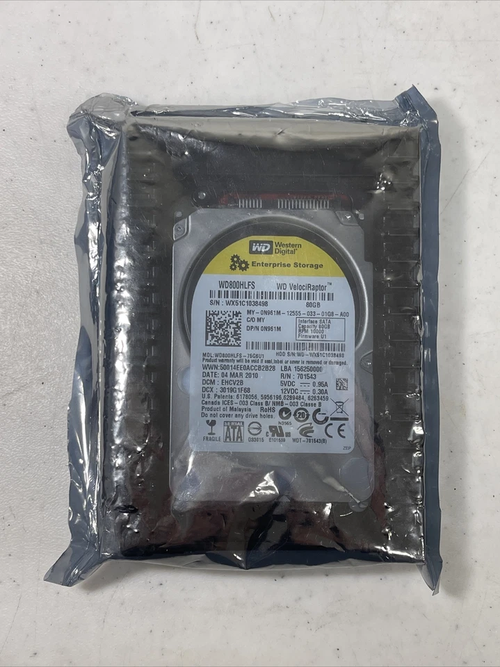 WD VelociRaptor 80GB 2.5" 10,000 RPM SATA WD800HLFS Hard Drive in 3.5" Tray - Image 2 of 3