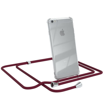Für Apple iPhone 6 / 6s Handyhülle zum Umhängen Kordel Tasche Kette Case Rot