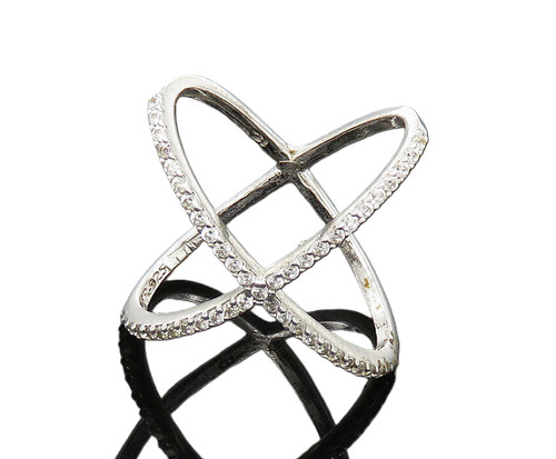 925 Sterling Silver Vintage Topaz CrissCross Orbit Band Ring Sz 6.5 ...