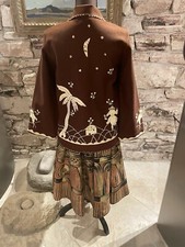 Magnificent 1950s Modernist Mexican Painted Circle Skirt Size S