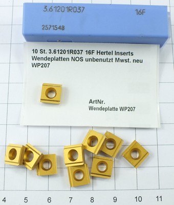 10 St. 3.61201R037 16F Hertel Inserts Wendeplatten NOS unbenutzt Mwst. neu WP207