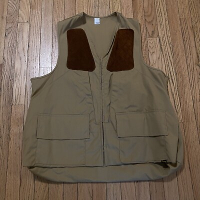 Vintage Duxbak Pheasant Upland Hunting Canvas XL Vest, Leather Shoulder Patches