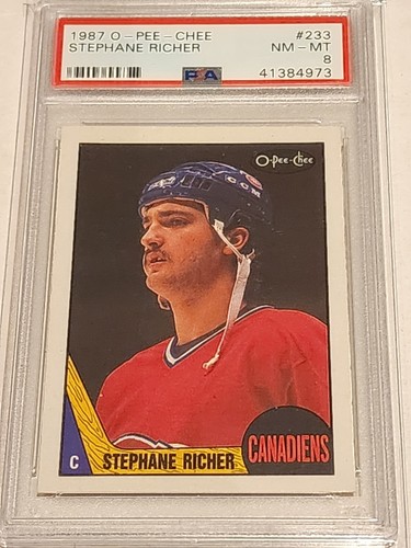 1987 O Pee Chee #233 Stephane Richer Rookie RC PSA 8 NM-MINT 50 Goal ...