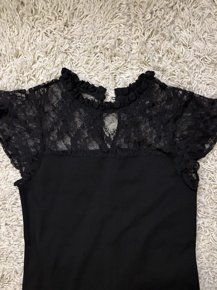 Bobeau Black Lace A-Line Dress Size S Foto 3 de 4