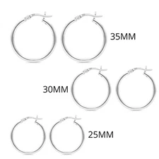 Elegant 925 Sterling Silver Hoop Earrings for Women Jewelry 3 Pack Set 25-30-35M