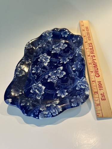 Vintage Victoria Ware Ironstone Flow Blue Cheese Dish / Cover - Picture 12 of 18