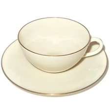 Lenox China, OLYMPIA X-303, Cream w/Gold Trim, Coffee or Tea Cup & Saucer Set