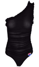 Vintage CHANEL Mesh One Shoulder Ruched Bodysuit - size 42