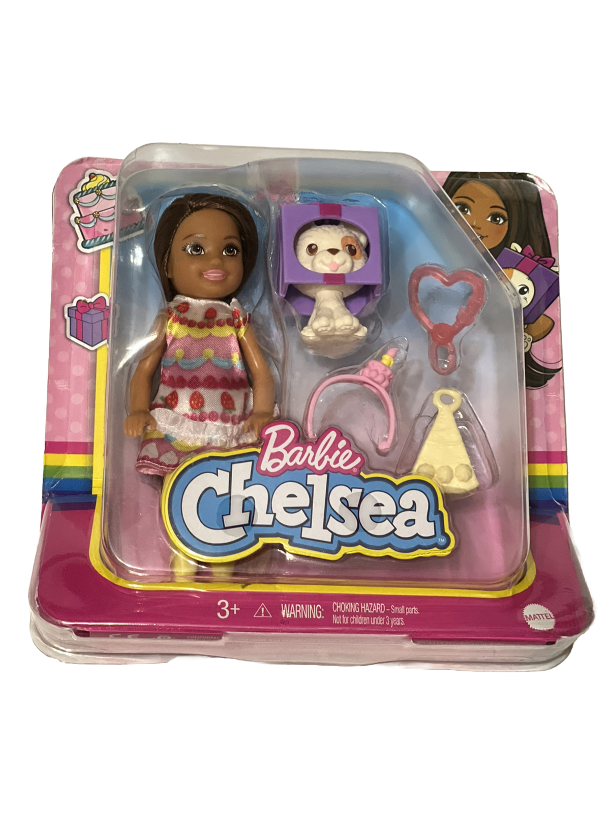 Barbie Club Chelsea 6” Doll & Pet In Cake Costume Dog With Accessories 3-7 Years