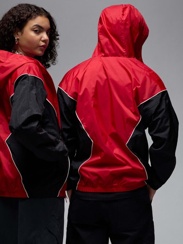 Jordan Brooklyn Hooded Draft Men Red Black Thin Jacket HF9333-636