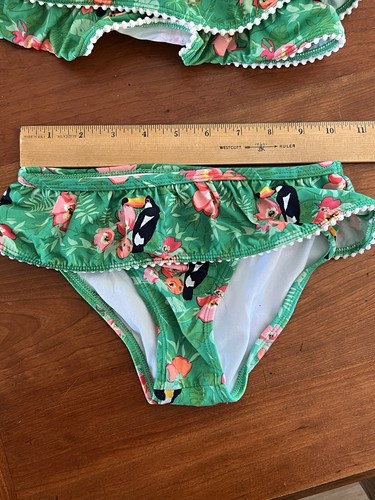 JANIE AND JACK Green Tropical Floral Ruffle Bikini Swim Suit Size 5 - Picture 5 of 7