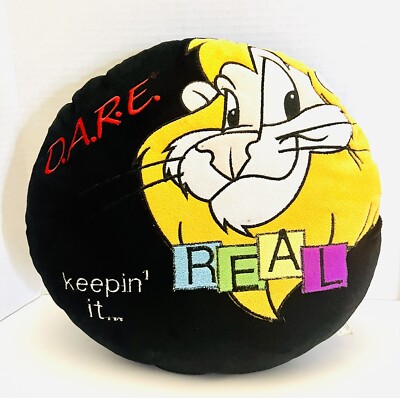 VTG D.A.R.E DARE Embroidered Keepin  It Real Lion 14  Promo Throw Pillow 