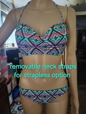 Halter Strapless Convertible Padded Push-up bikini Set With Extra Bottom. Uv...