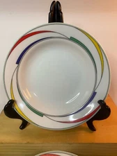 Rhythm international flash 3 salads plate and 1 bowl - abstract rainbow pattern