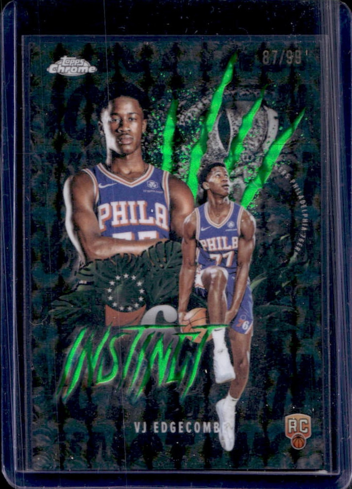 2025-26 Topps Chrome VJ Edgecombe Instinct RC Green Geometric Refractor #/99