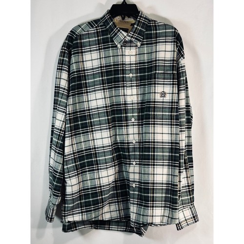 Cinch Mens XL Green Plaid Long Sleeve Button Down Western Shirt Logo Pocket - Picture 1 of 10