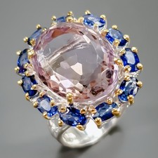 Handmade 12 ct Natural Amethyst Ring 925 Sterling Silver Size 8 /R435754