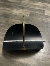 Vintage Black Tole Metal & Brass Footed Log Holder Carrier Fireplace Basket