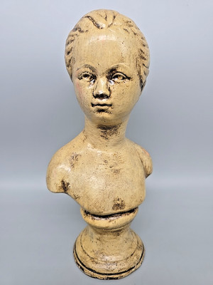 Vintage Alexander Backer Style Chalkware Bust Sculpture Young Girl Statue 10''