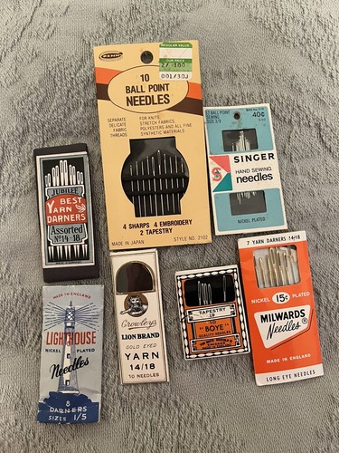 Vintage Sewing Needles Lot Of 7 Milwards, Penn, Singer, Lighthouse, Boyle +