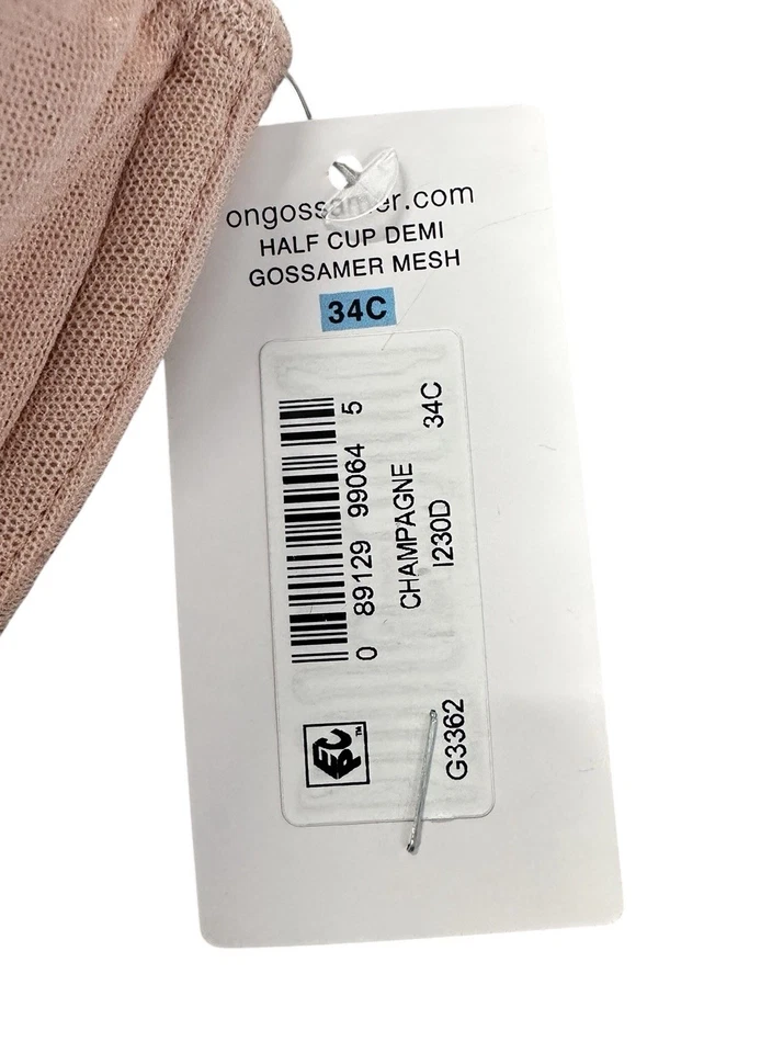 NUEVO Sujetador Demi On Gossamer Mujer Malla Media Copa Champagne Talla 34C Nuevo con Etiquetas Foto 2 de 3
