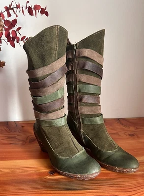 El Naturalista Green Suede Leather Mid Calf Boots Womens EU 36 Goblincore - Image 1 of 4