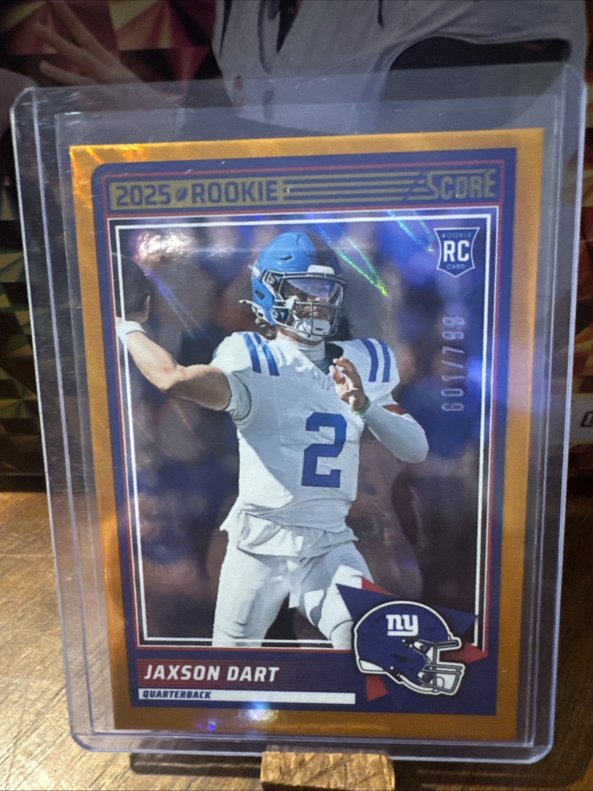2025 Score Jaxson Dart RC #35 Lava Parallel /799 NY Giants SP