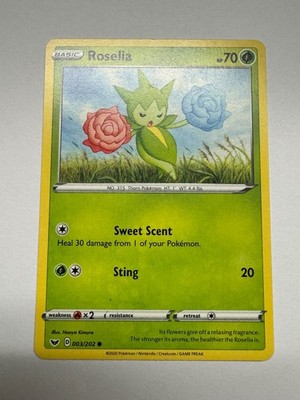 Roselia 003/202 Common Sword & Shield Pokemon Near Mint