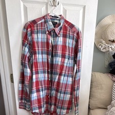 GANT Regular Fit Plaid Poplin Button-Down Shirt Red Blue White Yellow L