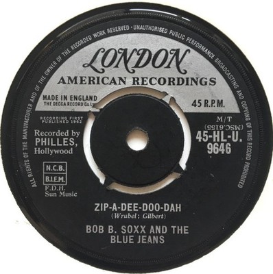 Bob B. Soxx And The Blue Jeans - Zip-A-Dee Doo-Dah (7'', Single, RP) (Near Mint (