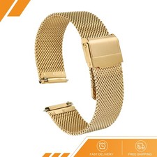 316L Stainless Steel Mesh Watch Band 18mm Quick Release Adjust Strap - Gold
