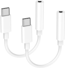  MFi Certified 2 Pack Headphone Adapter for iPhone 17,USB Type C to White