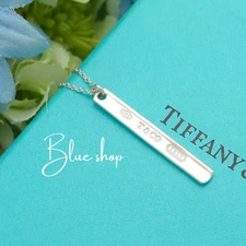 Tiffany & Co. 1837 Narrow Bar Necklace Pendant 16" Sterling Silver 925