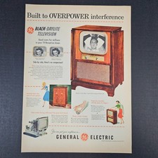 1951 GE General Electric Black-Daylite Television TV Console Vintage Print Ad