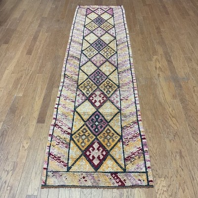 Handmade Turkish Oushak Wool Runner(2'9 X 10'11)